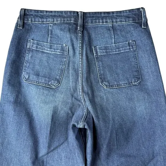 Old Navy Extra High-Waisted Trouser Wide-Leg Jeans Women's Dark Wash Denim - 10L - Picture 7 of 9